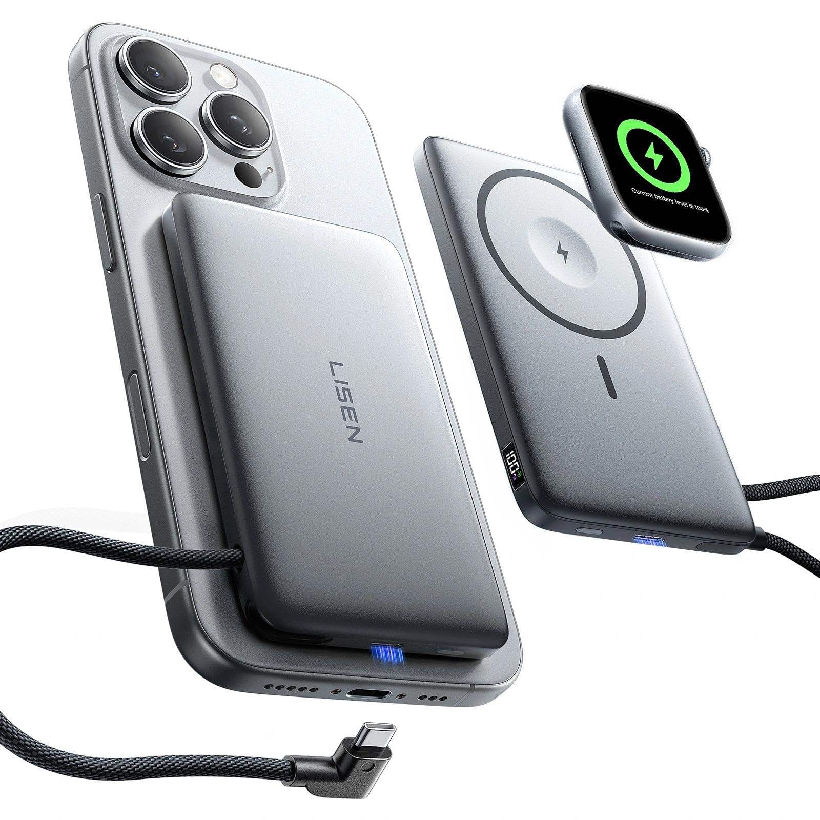 Magnetic Battery with Built in Cable Wireless Powerbank